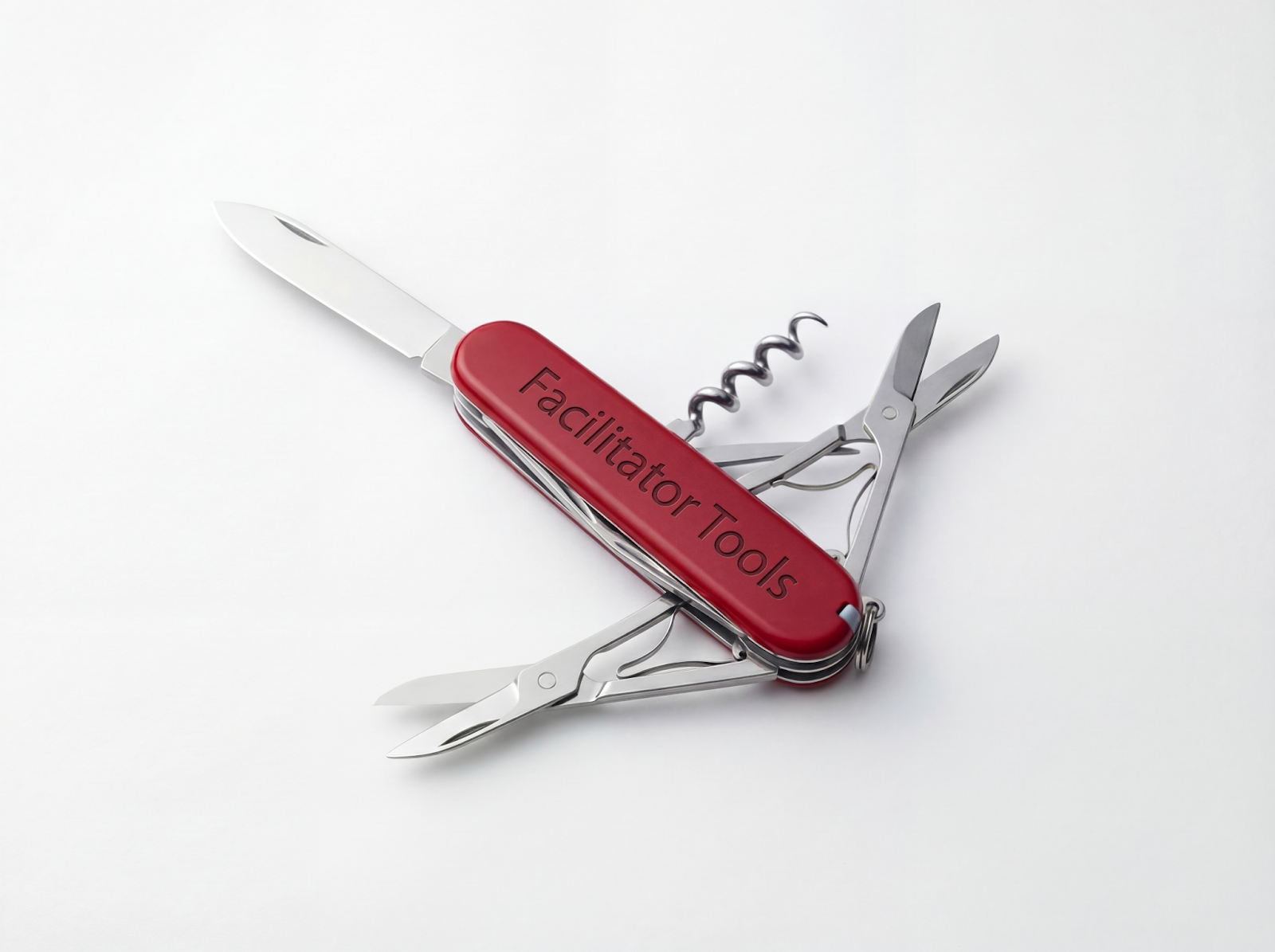 Forum moderator confidently leading a group discussion with engaged participants